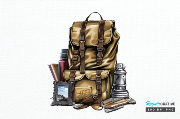 Download Vintage Backpack Sublimation Clipart Png - Vintage backpack Collection