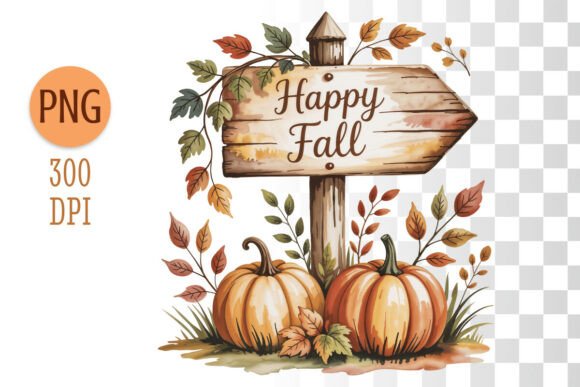 Download Happy Fall Wooden Sign Clipart PNG - Happy fall Collection