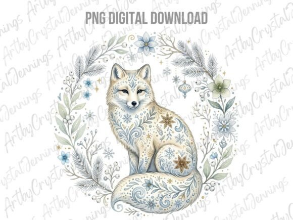 Download Watercolor Winter Folk Art Fox PNG - Fox Collection
