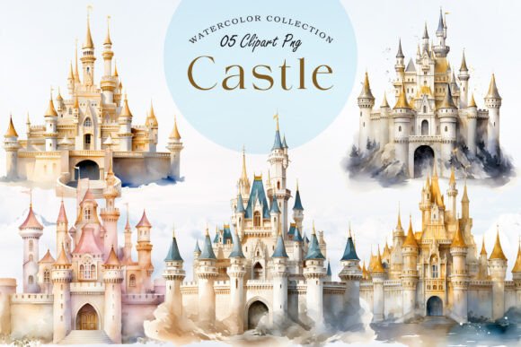 Download Watercolor Fairy Tale Castle Clipart PNG - Watercolor fairy tale Collection
