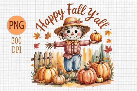 Download Happy Fall Y’all Scarecrow Clipart PNG - Happy fall Collection