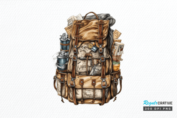 Download Vintage Backpack Sublimation Clipart Png - Vintage backpack Collection