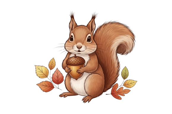 Download Cute Squirrel Holding Acorn Art - Squirrel Collection