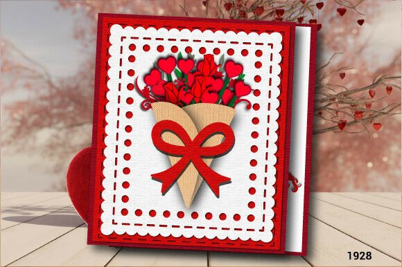 Download Valentine Bouquet Gift Card with Bow1928 - Valentine bouquet Collection